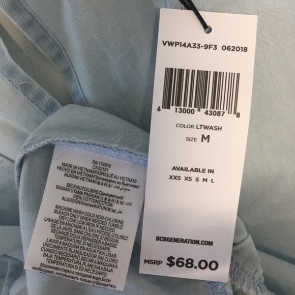 BCBGeneration Light Chambray V-neck Sleeveless Flounce Hem Top Blouse - Picture 10 of 14